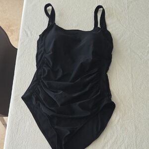 Classic Black One-Piece Swimsuit with Ruching